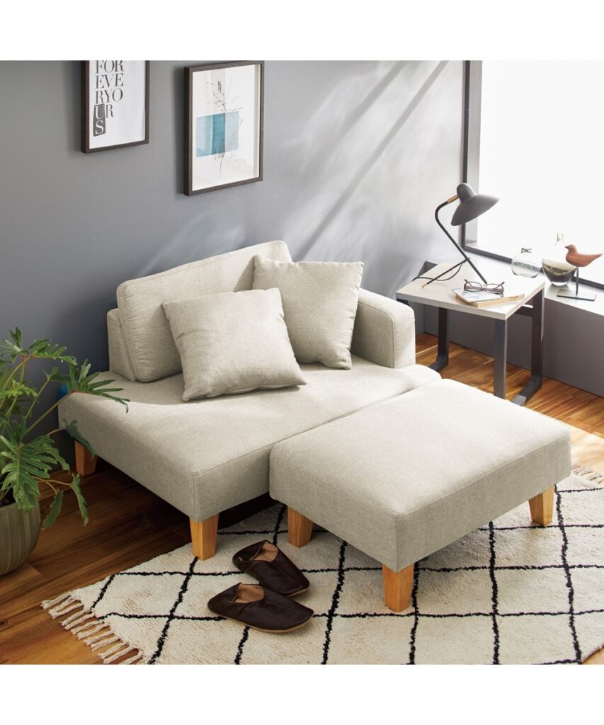 [2人掛け]カウチソファ｜ 4WAY クッション付き レイアウト自在