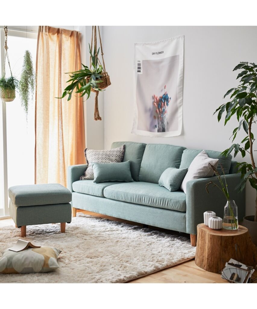 [3人掛け]カウチソファ｜洗えるカバー クッション付き ファブリック