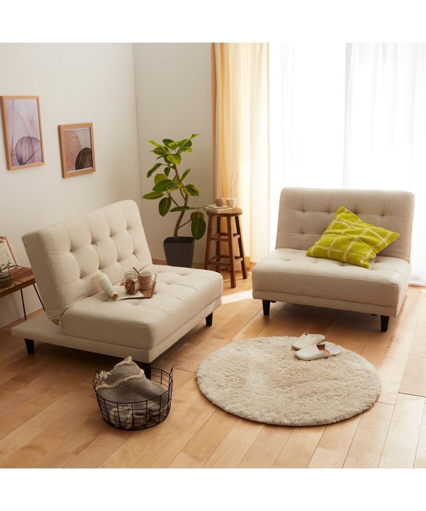 [2人掛け]ソファベッド｜5WAY 14段階リクライニング 離して使える