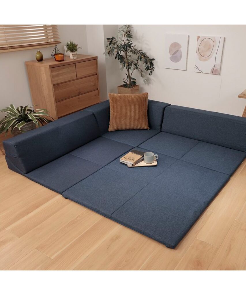 [3人掛け]ローソファ4点セット｜コーナー 洗えるカバー ラグ付き 日本製