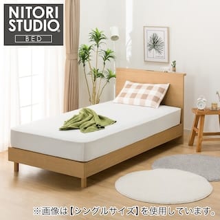 クイーン170 ミニ棚付きベッドフレーム(NS-002 LEG/LOW 床板 LBR)　