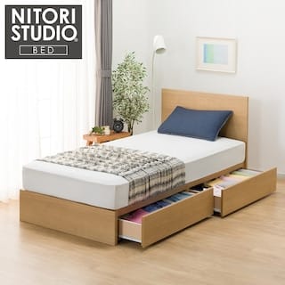 シングル 収納付きベッドフレーム(NS-001 浅型/すのこ LBR)　