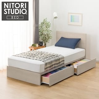 シングル 収納付きベッドフレーム(NS-001 浅型/すのこ GY)　