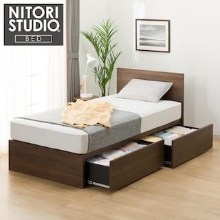 シングル 収納付きベッドフレーム(NS-001 深型/すのこ MBR)　