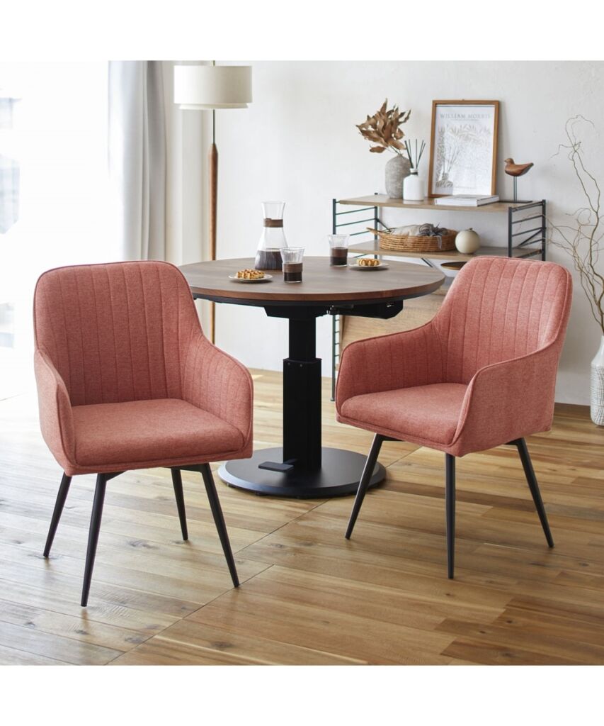 回転式肘付きダイニングチェア2脚セット