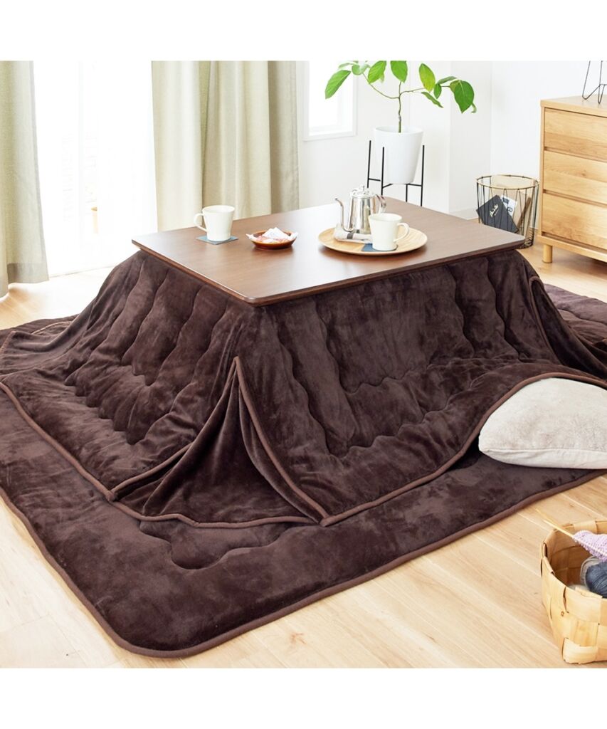 【お買い得】やさしい肌ざわりの省スペースこたつ掛敷布団セット