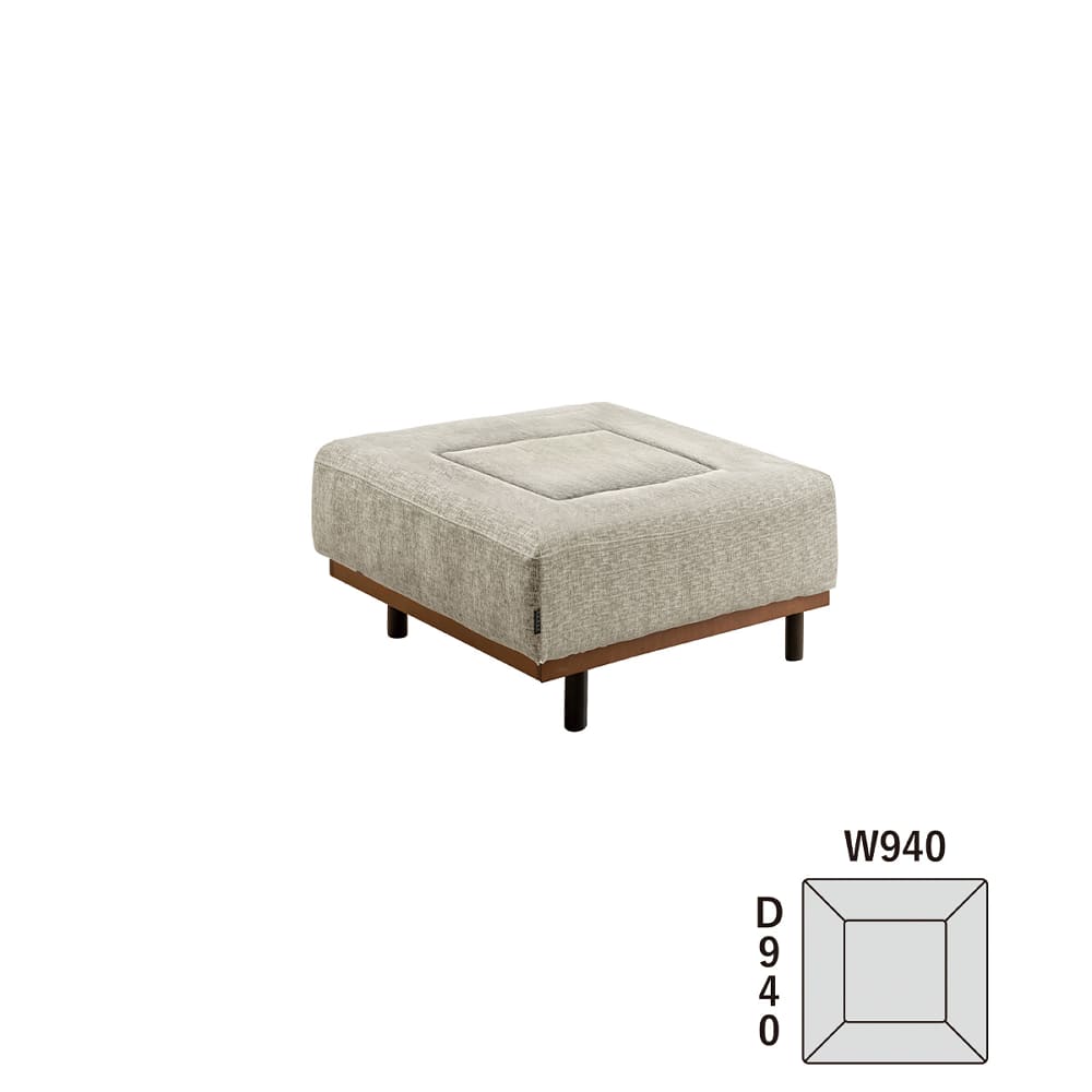 スツールL　グラード　張地(VE05) 木部(WN) ベース L (奥行94cm)