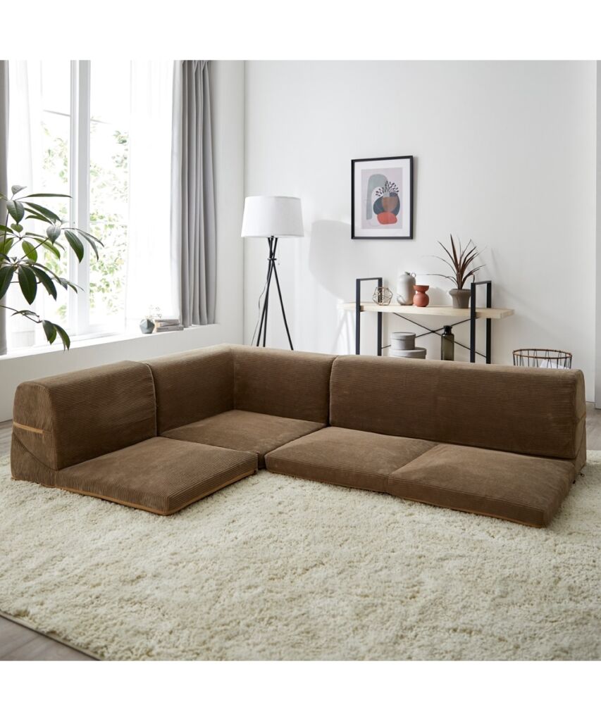 [3人掛け]ローソファ3点セット｜コーナー 洗えるカバー コーデュロイ 日本製
