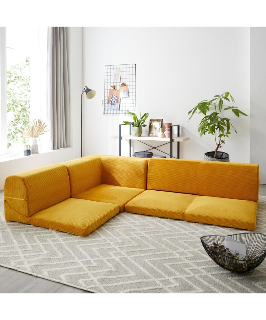 [3人掛け]ローソファ3点セット｜コーナー 洗えるカバー コーデュロイ 日本製