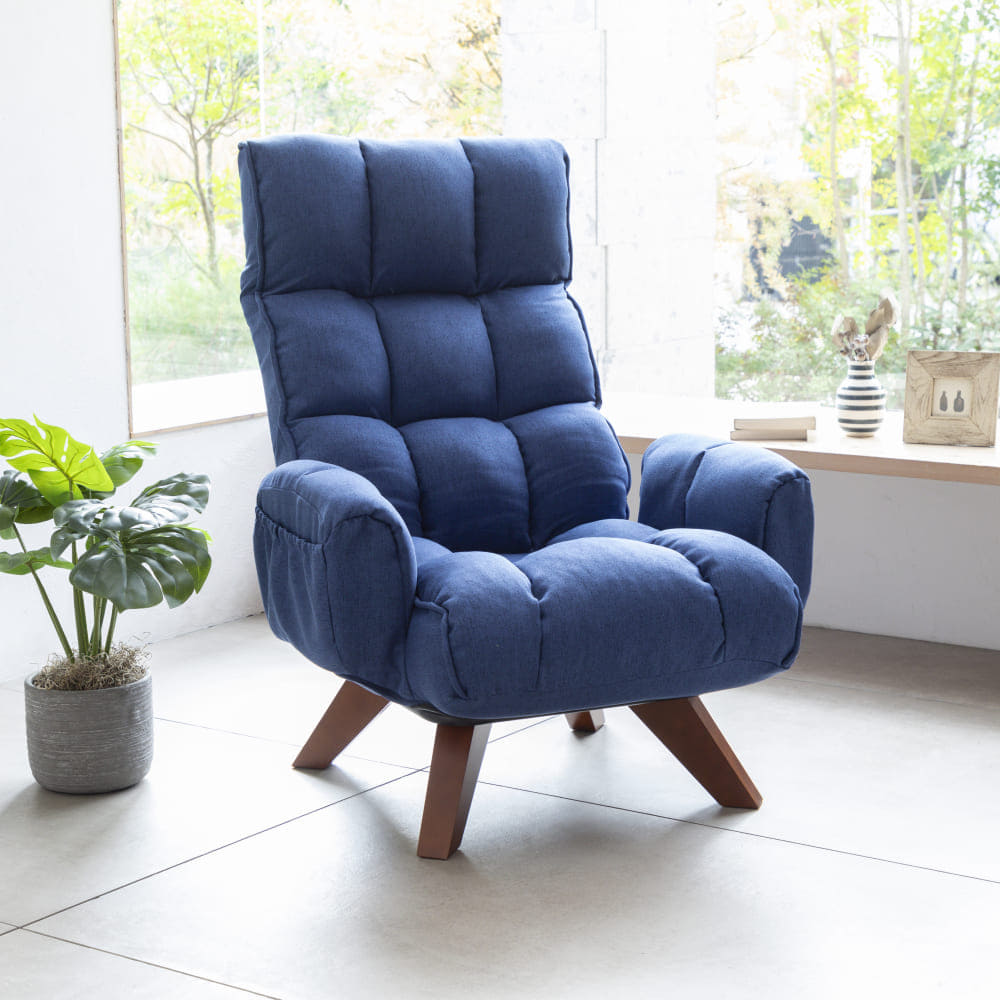 ★テレビが見やすい回転チェア　SLRT　ネイビー（回転座椅子）［ホームズオリジナル］