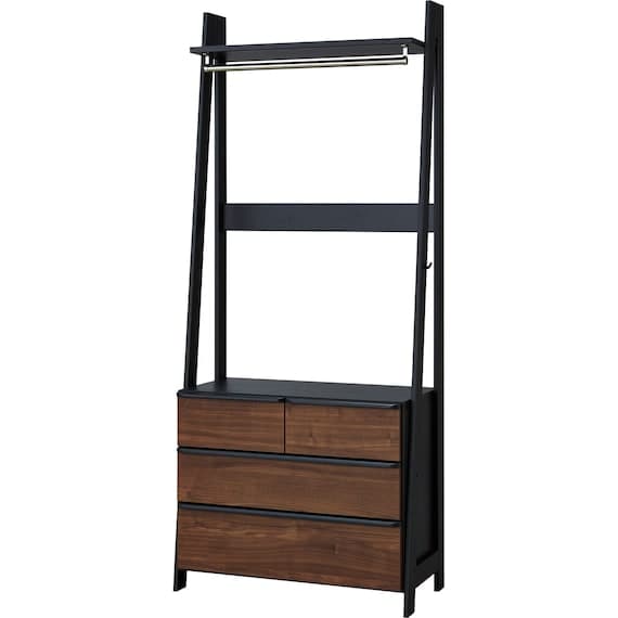 収納付きハンガーラック(ニーズ3 84 OP-3段 MBR/BK) 