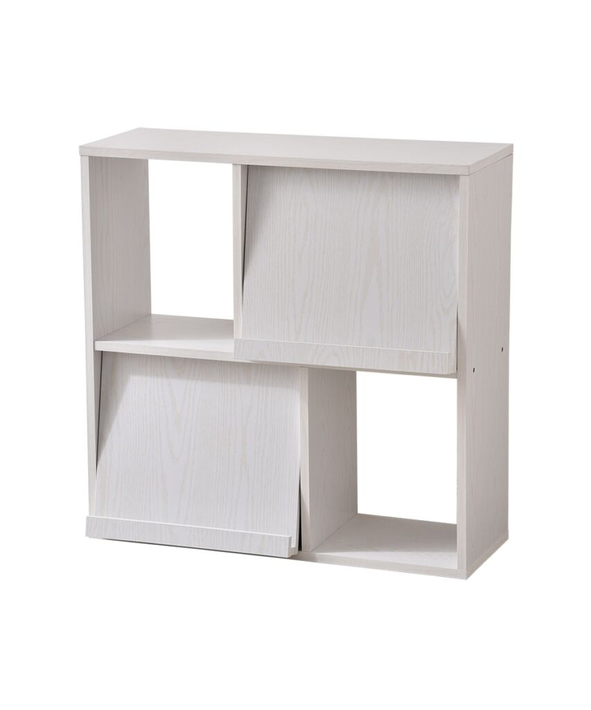 見せる＆隠す収納ができるフラップ扉付きディスプレイラック【奥行35cm】