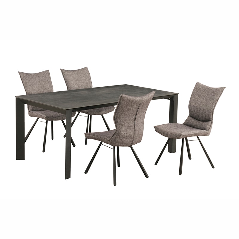 ダイニング5点セット セラミックテーブル コルドバDT ストームグレイ   チェア ポアレDC 固定脚 DGY【大型商品配送便でのお届け】
