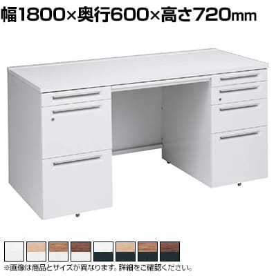 オカムラ アドバンス ADVANCE 標準タイプ 3V0PCE オフィスデスク 両袖机 幅1800×奥行600×高さ720mm 左3段袖 右4段袖 中央引出し付き(A3対応)