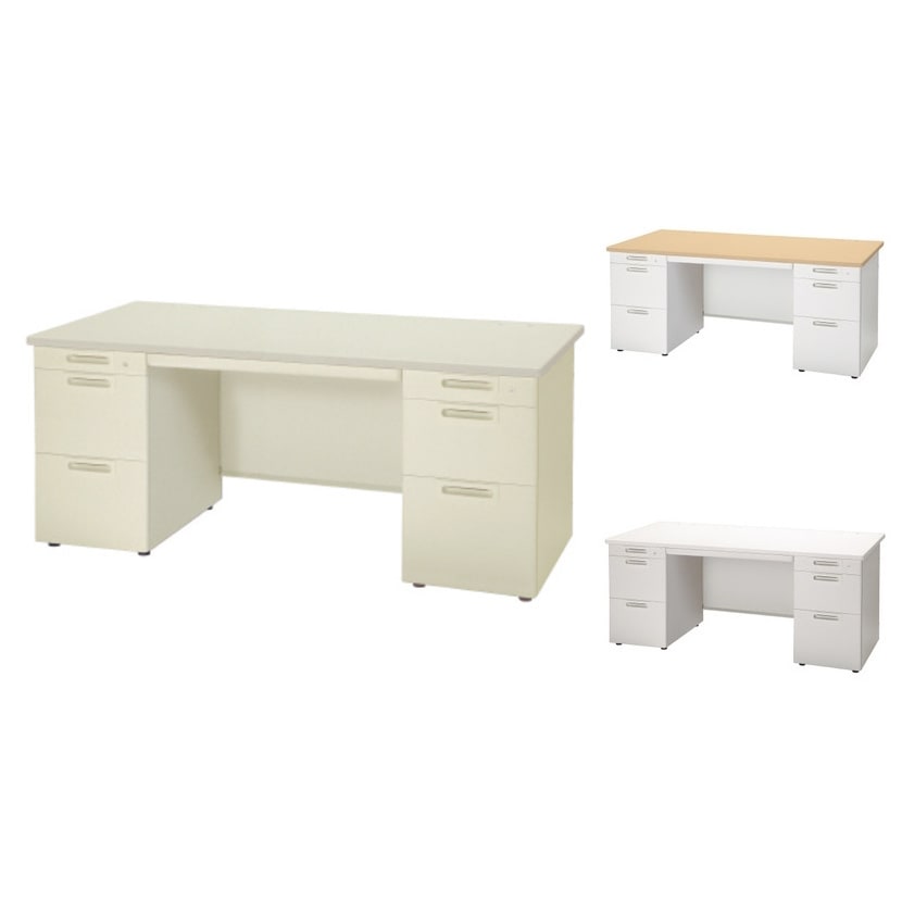 プラス エルエーデスク LA Desk ベーシックタイプ LA-167D-33 デスク オフィスデスク ワークデスク 両袖机 幅1600×奥行700×高さ700mm 2段袖×A-3段袖 幕板付き