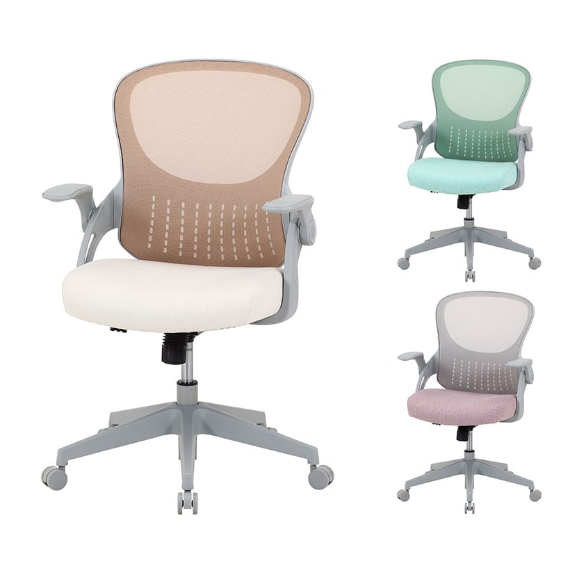 コンパクトオフィスチェア パベル アームアップ式 ロッキング機能 デスクチェア 肘 跳ね上げ 幅625×奥行600×高さ870～945mm 座面高さ410～485mm