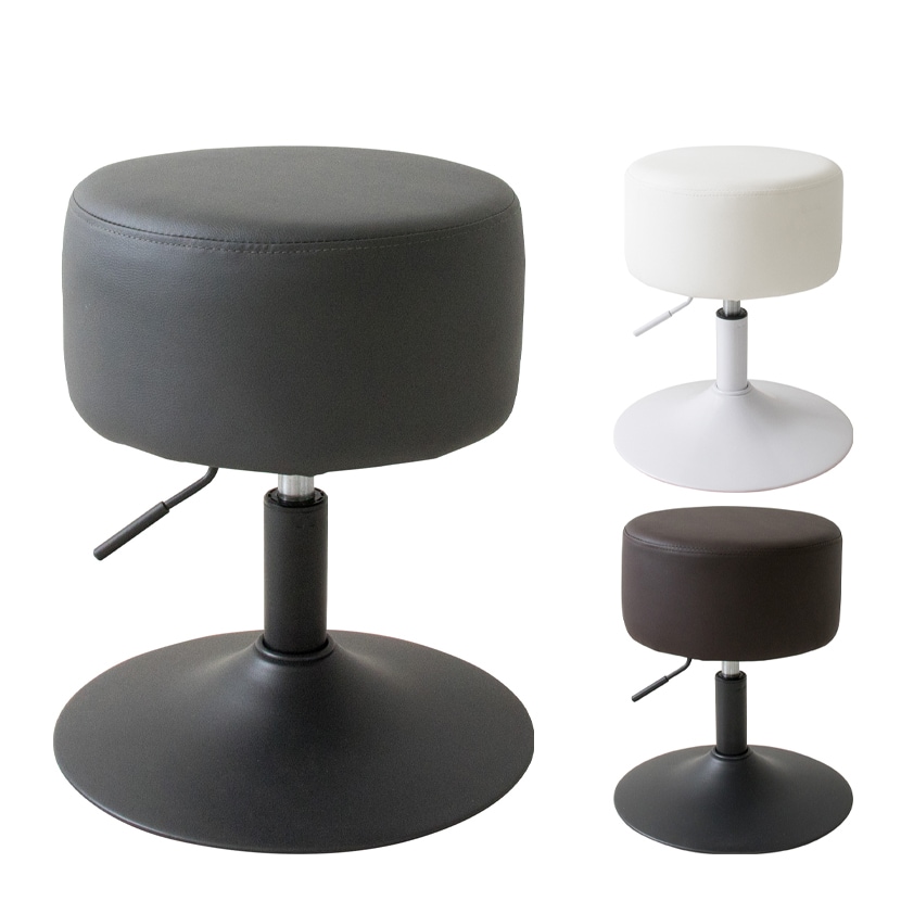 昇降スツール Posta(ポスタ) 360度回転座面 PUレザー ウレタン座面 幅385×奥行385×高さ450～530mm