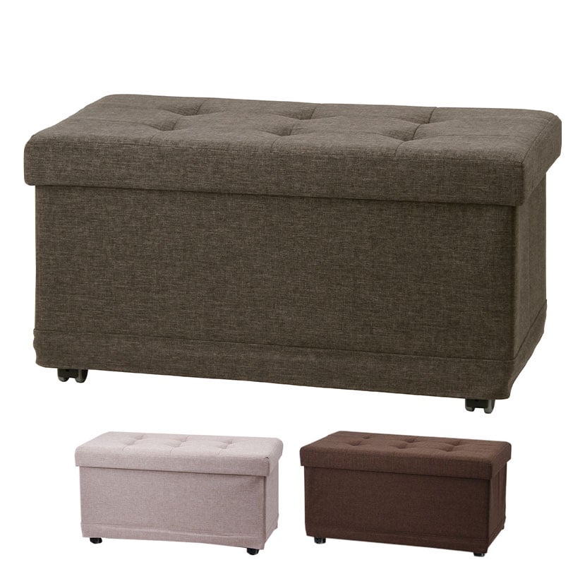 ベルク フォールディングベンチ 収納スツール キャスター付き フタ付き 長方形 収納ボックス 幅760×奥行380×高さ395mm