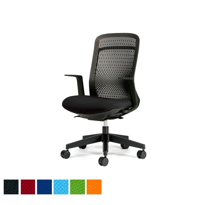 KB-TR61SEL | オフィスチェア Try(トライ) スモークブラックシェル ハイバック L字肘 3Dフォルムグラデーションメッシュ プラス(PLUS)