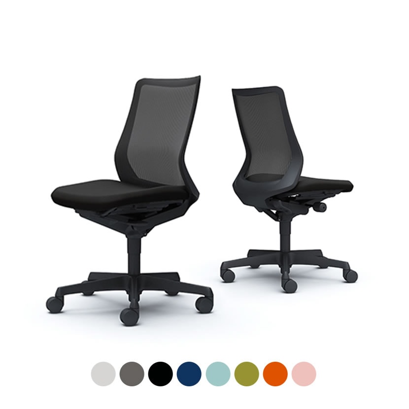オカムラ フルーエント オフィスチェア 肘なし ローバック 樹脂脚 ナイロンキャスター 背メッシュ 座面クッション ブラックボディ okamura Fluent CB31ZR