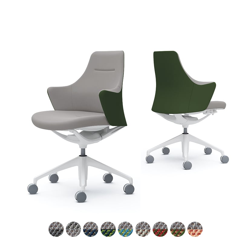 オカムラ ライブス Lives ワークチェア Work Chair CD53WW オフィスチェア 背・肘・座一体 ロータイプ アルミ脚 布張り(ツイル/ツートン) ホワイトボディ ホワイト脚