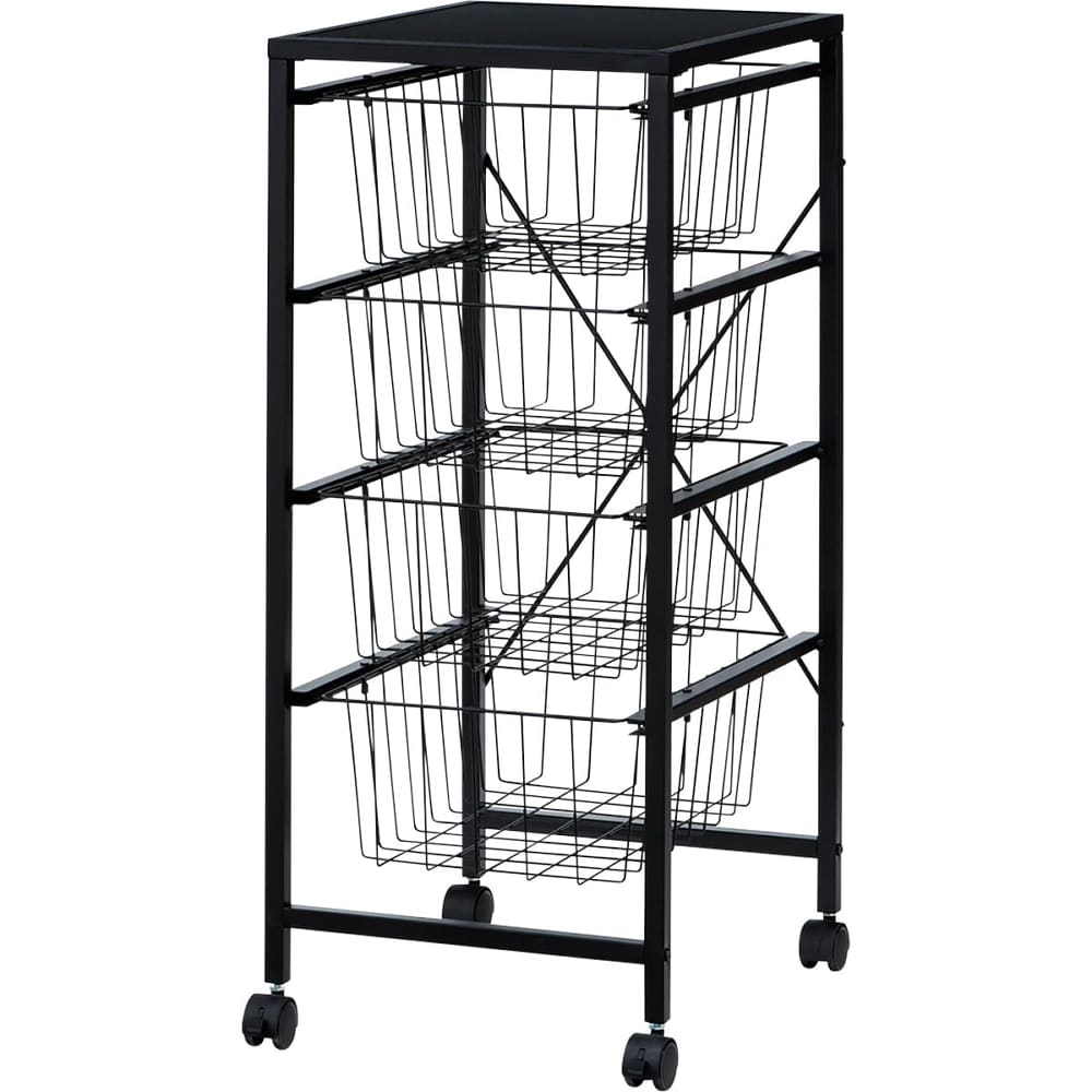 キャスター付き収納４段　ＢＮ０３７　ＢＫ　