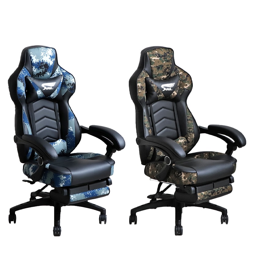 東馬 ゲーミングチェア SeAGA-03 サバイバーチェア 肘付き ハイバック オフィスチェア パソコンチェアリクライニング 座面昇降機能 ヘッドレスト 収納式フットレスト