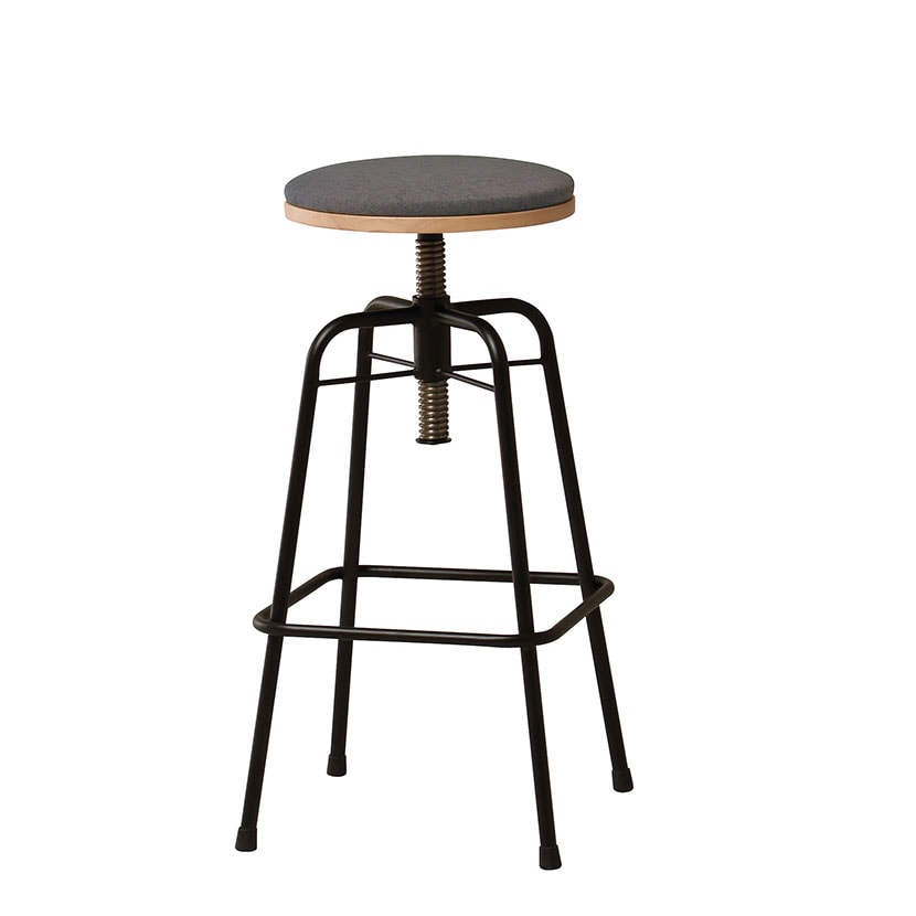 【MASH】 Glam グラム スツールHigh ワークスツール ハイタイプ 座面昇降機能 張地:ファブリック フレーム:スチール