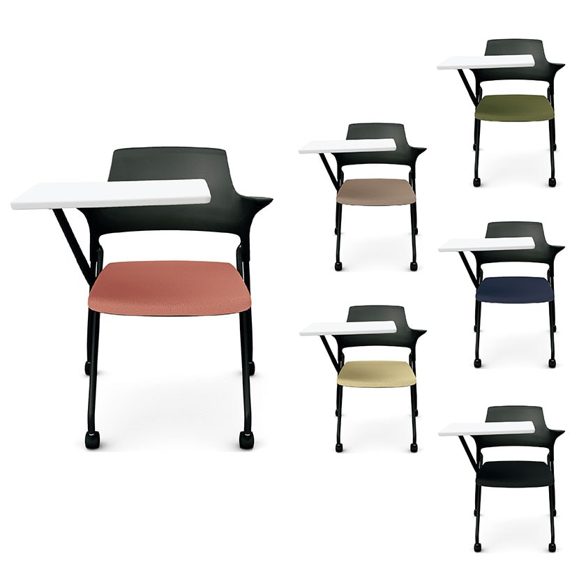 MB-NM61S | NEWMAL ミーティングチェア 会議用チェア メモ台付タイプ ナイロンキャスター 本体ブラック 幅687×奥行753×高さ756mm プラス(PLUS)