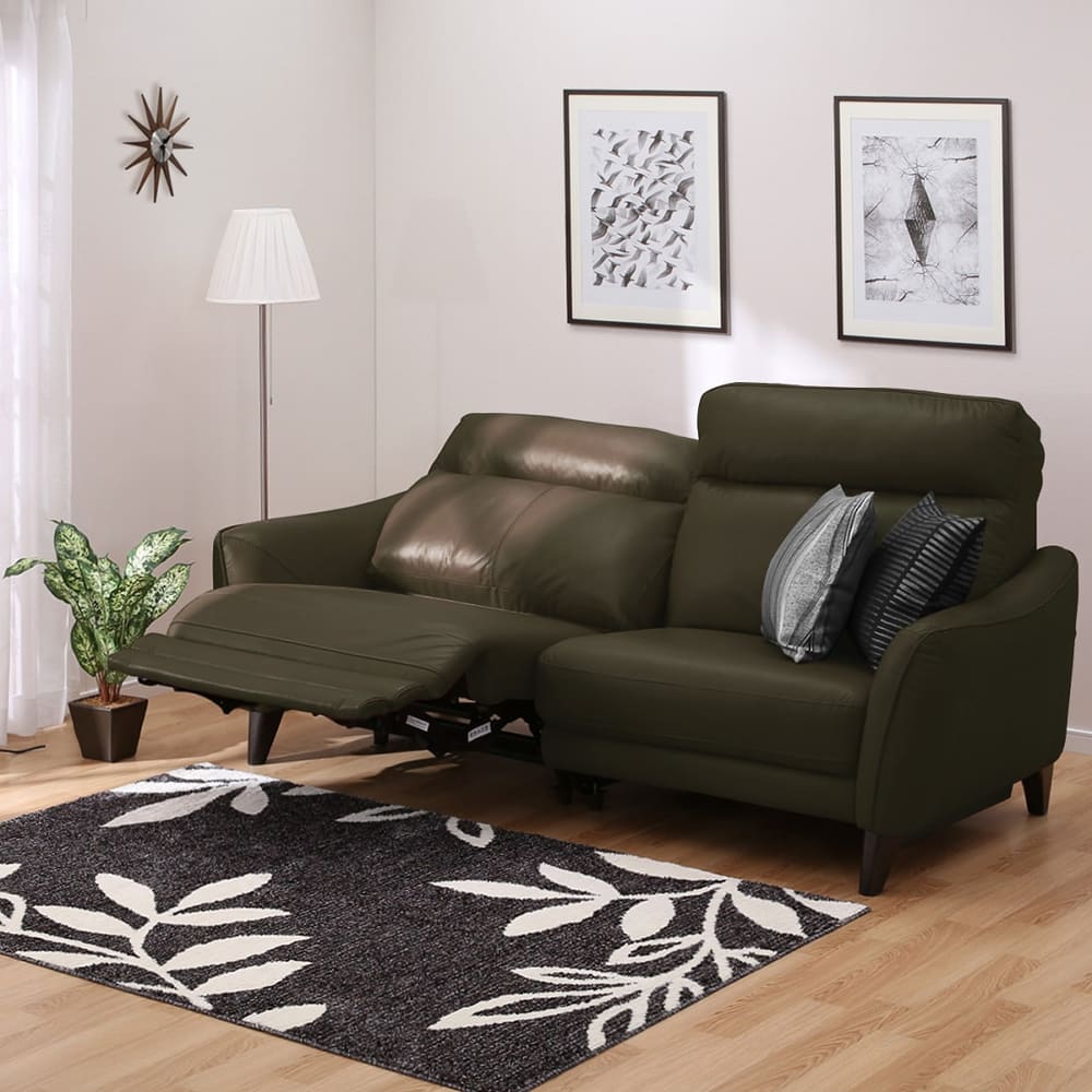 3人掛け右電動リクライニングソファ(アネーロ スタンダードタイプ NB GR) 