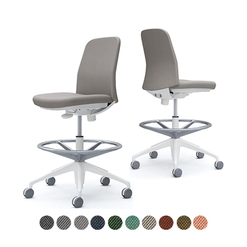 オカムラ ライブス Lives エントリーチェア Entry Chair CD13JR オフィスチェア 肘なし ハイチェア アルミ脚 ナイロンキャスター 布張り(ツイル) ホワイトボディ
