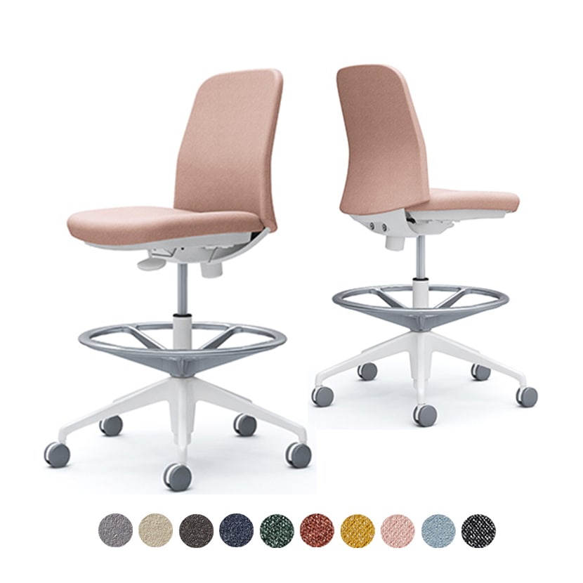 オカムラ ライブス Lives エントリーチェア Entry Chair CD13JW オフィスチェア 肘なし ハイチェア アルミ脚 ナイロンキャスター 布張り(インターロック) ホワイトボディ