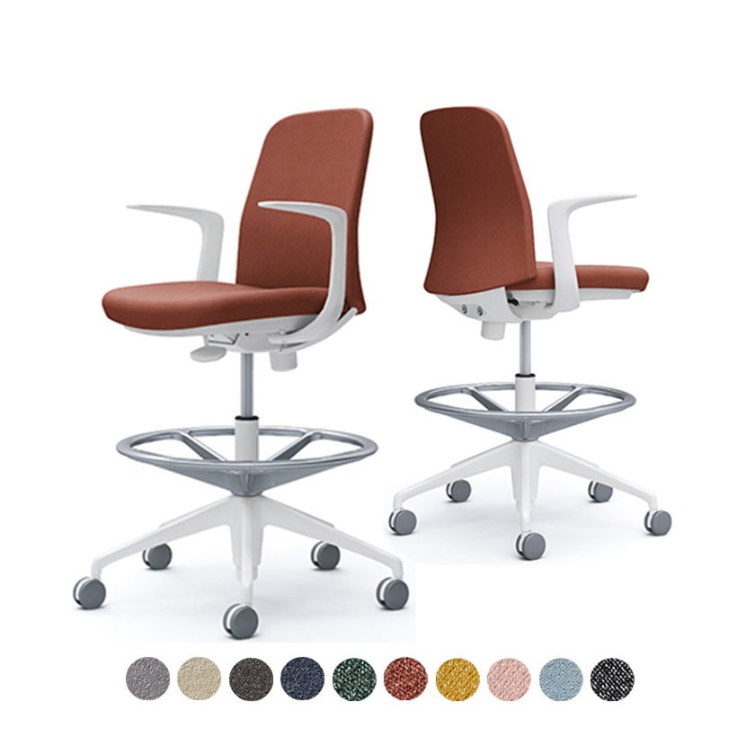 オカムラ ライブス Lives エントリーチェア Entry Chair CD23JW オフィスチェア 固定肘 ハイチェア アルミ脚 ナイロンキャスター 布張り(インターロック) ホワイトボディ