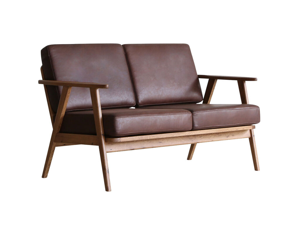 HARRIS SOFA / ハリス 2人掛けソファ（レザーテックス × ナラ材 / 水性塗装）
