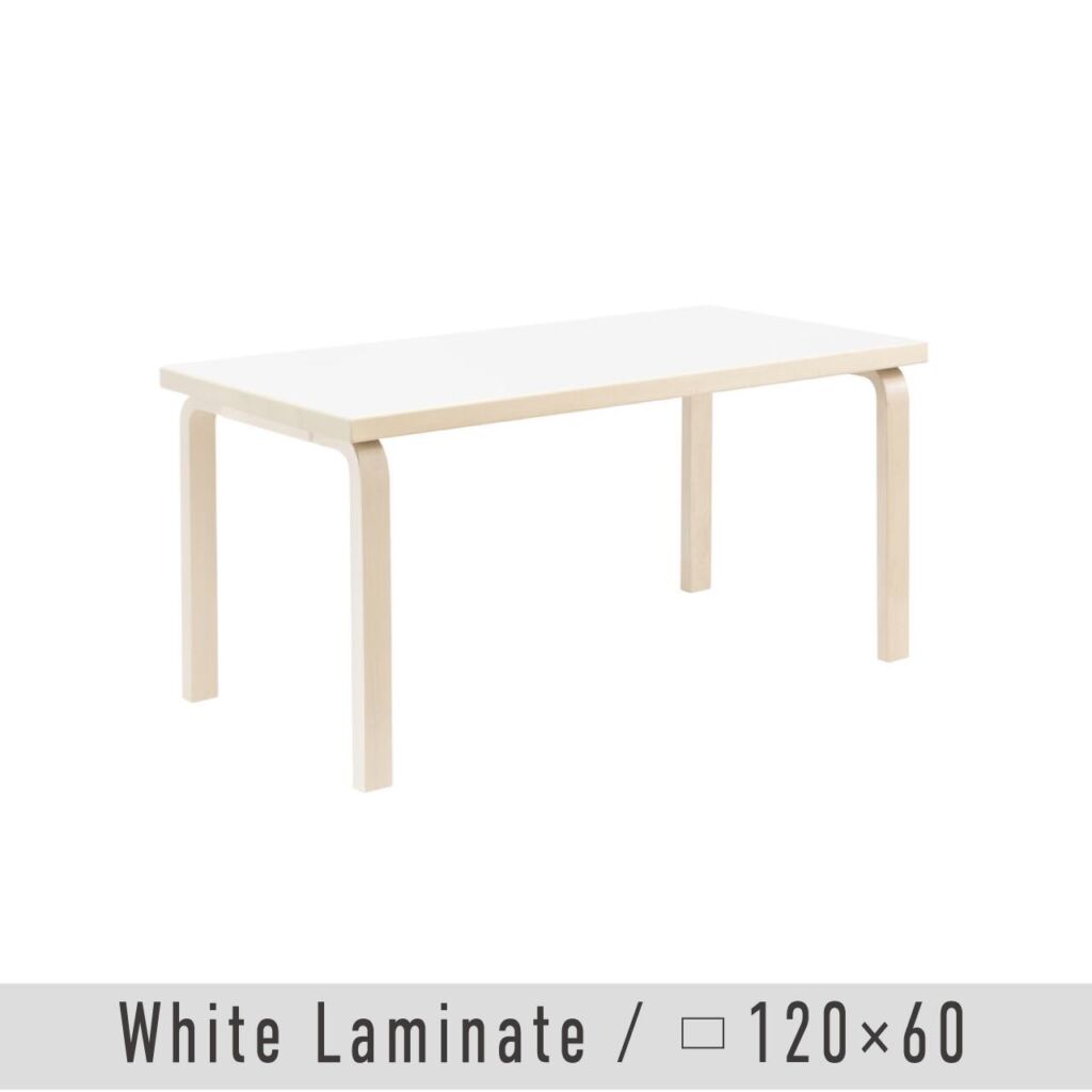 テーブル 80A / ホワイト ラミネート / W120xD60cm / 1～2人掛けテーブル / アアルト テーブル / L - レッグ / アルヴァ・アアルト / Table 80A / Artek（アルテック）/ デスク / 正規販売店