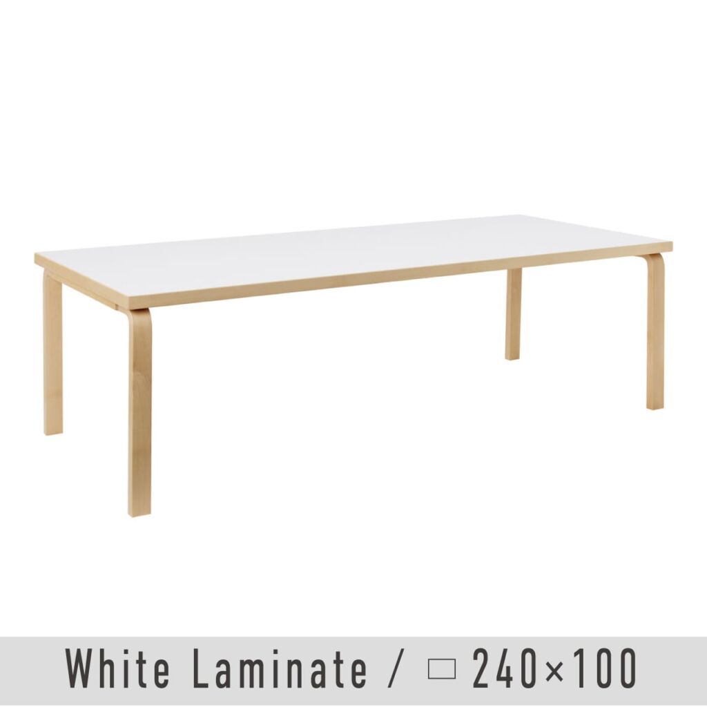 テーブル 86A / ホワイト ラミネート / W240xD100cm / 8～10人掛けテーブル / アアルト テーブル / L - レッグ / アルヴァ・アアルト / Table 86A / white lacquer / Artek（アルテック）/ ダイニングテーブル / 正規販売店