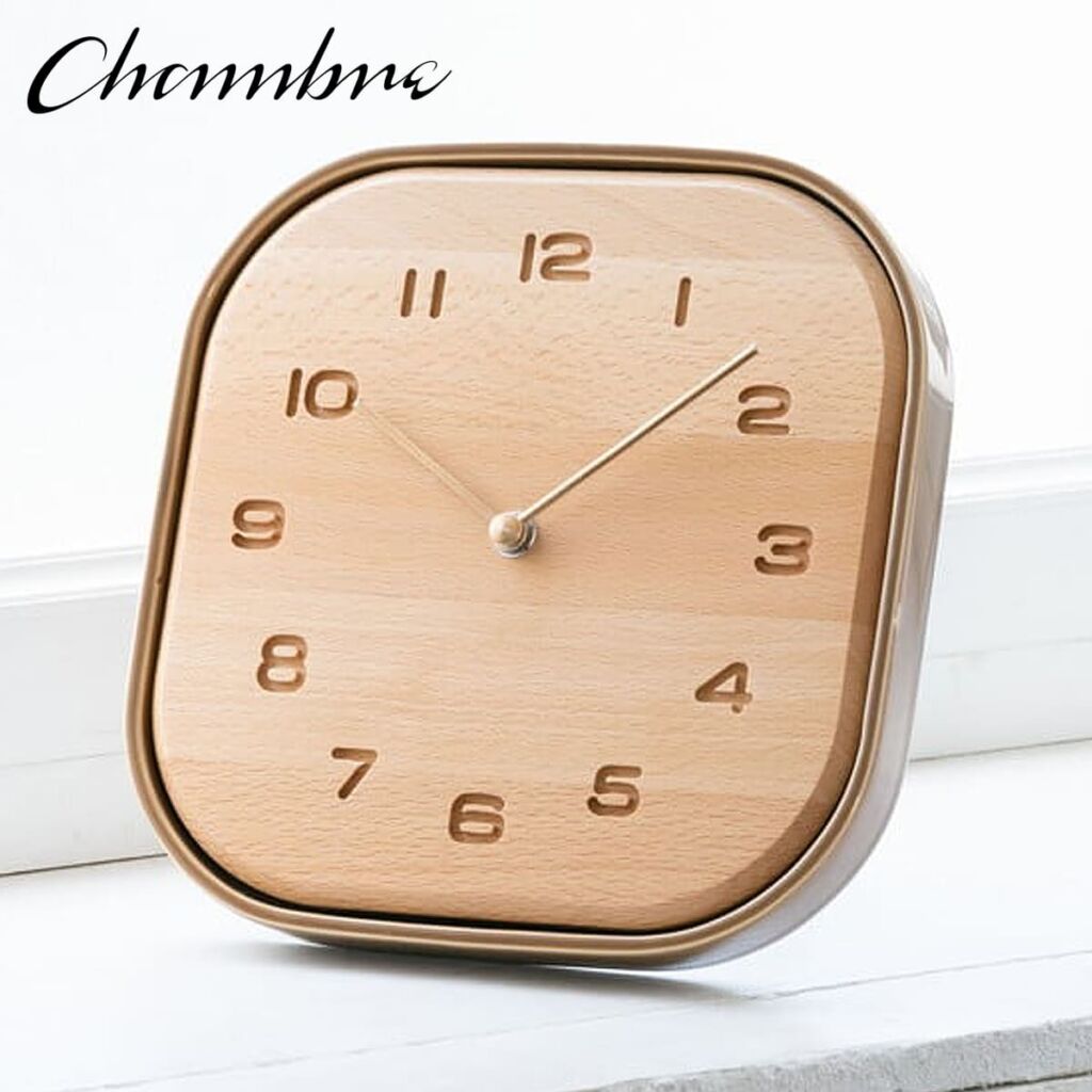 TOUKI CLOCK 【芽色】 壁掛け時計 / 置き時計 / モダン / 静音 / おしゃれ / かわいい / スクエア / 角丸 / スタンド付き / 陶器 / 無垢材 / 木製 / ギフト / 日本製 / シャンブル【沖縄・離島 お届け不可】