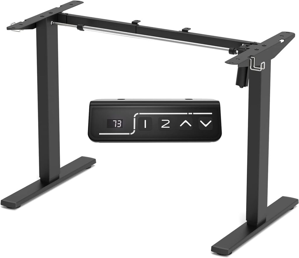 Ergomaker 昇降デスク脚のみ スタンディングデスクフレーム 電動式 昇降デスク脚 高さ調節可 自動メモリス機能マートハンドセット付き(黒い脚、天板なし)【生活応援】