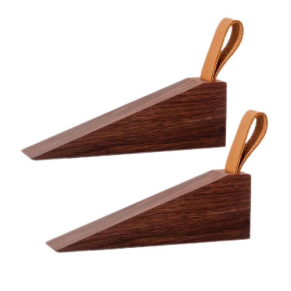 Akaaka ドアストッパー 木製 玄関 ドア 開き止め 室内 リビング 店舗 オフィス ドア 扉 差し込み式 おしゃれ シンプルドア止め (ブラウン 2個)