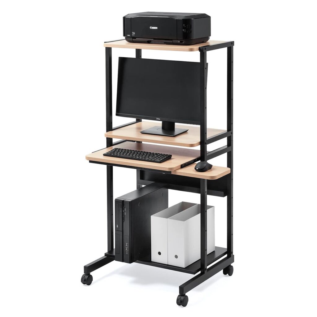 サンワダイレクト パソコンデスク コンパクト キーボードスライダー マウステーブル キャスター付き 木目調