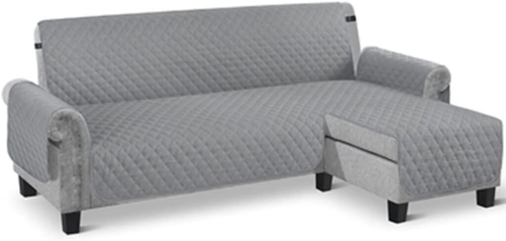 ソファーカバー 防水 ソファーシーツ コーナー カウチ 犬猫対策 撥水加工 ライトグレー 肘付き L字 L型 カウチカバー コーナーソファーカバー 滑り止め 傷防止 爪とぎ防止 A200*290 洗え