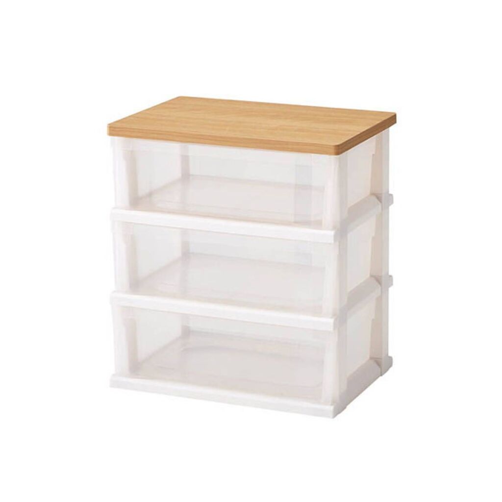 木製天板ストッカー 550 組立式 3段 メープル【空間に馴染む ナチュラルな収納ケース】