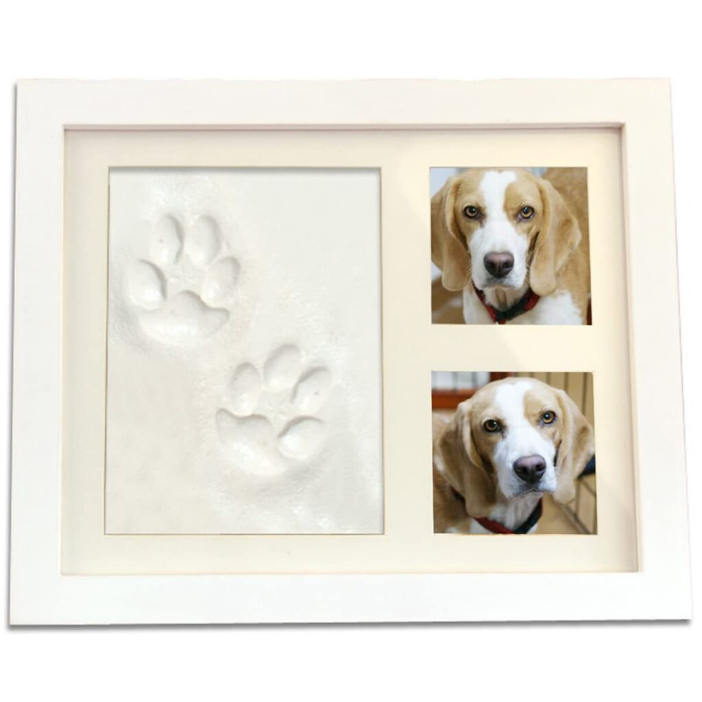 犬の手の形足の形キット写真立て木製粘土写真誕生日足の形両用記念品写真立て成長の記録犬の記念日トラの耳の影足の形ペットの肉球プレゼント肉球用品白