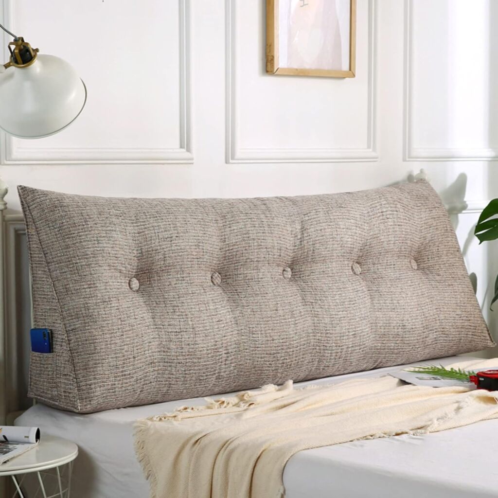 背もたれクッション ベッド クッション 大きい 200*50*20cm ソファー 背当てクッション 腰枕 背中 仮眠用 三角形 クッション ベッドの上 ウエッジ 枕 まくら ブラック グレーC 150