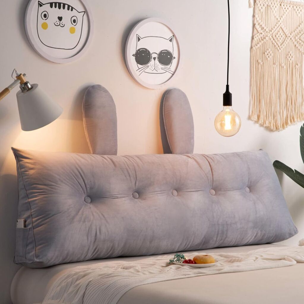 枕 まくら クッション 三角枕 背もたれ ヘッドボード ライトグレー 腰枕 三角形まくら バックレスト 三角形 ベッドサイド 120*20*50cm ヘッドボード ソフトケース 腰部クッション ベッド