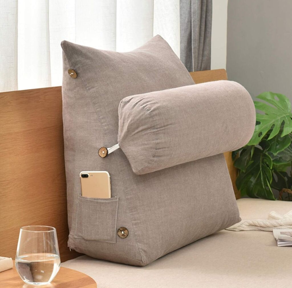 ベッド用 背もたれ カラー4 クッション 腰に優しい 座椅子 背もたれ クッション レストクッション 読書/TV ソファークッション 60*50*20cm カバー取外す可能 低反発 ポケット付き 洗え