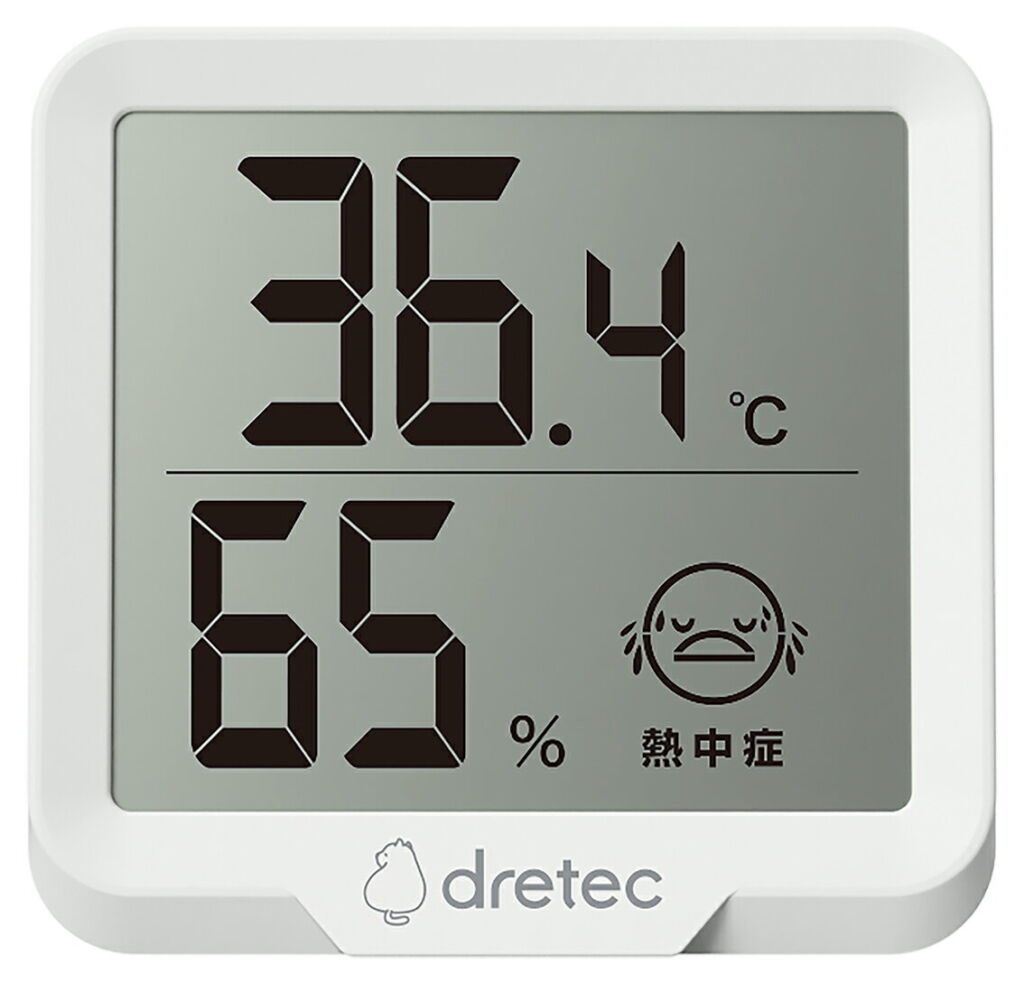 ドリテック デジタル温湿度計 リテーモ・ミニ ホワイト O-448 WT 【dretec 壁掛け 卓上 小さい サイズ 温度 湿度 熱中症 夏 猛暑 警告 予防 対策 家庭 部屋 寝室】