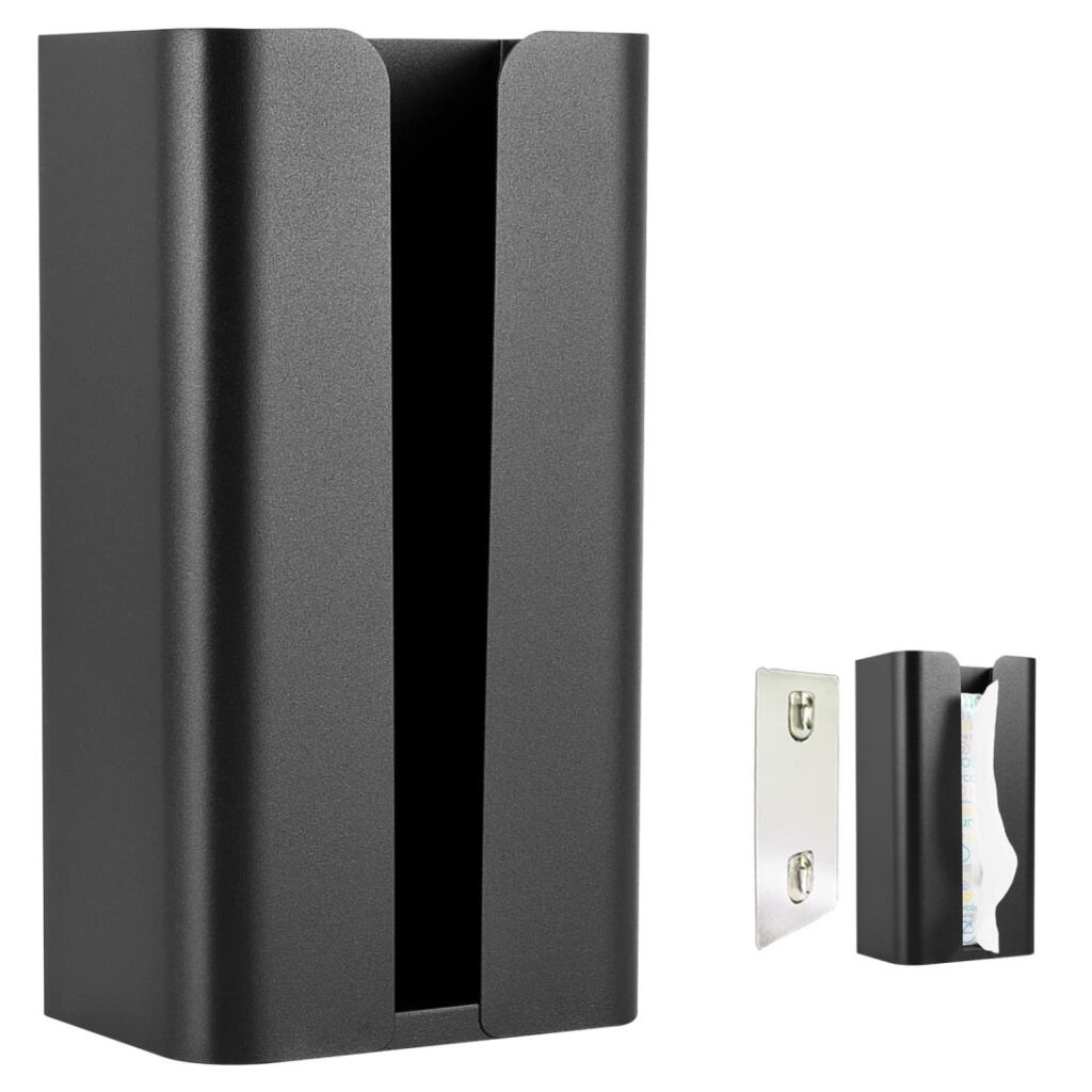 ティッシュケース ペーパーホルダー 長方形 壁掛 片手で切れる キッチン 浴室 お風呂 洗面台 収納(黒)