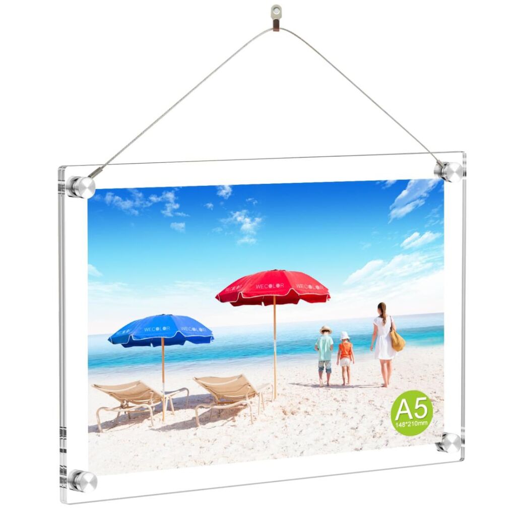 WeColor 透明A5アクリルフォトフレーム 写真立て 額縁、横縦置き兼用、スタンドタイプ 写真フレーム、両面透明卓上展示ピクチャー ポスター、適格請求書発行可