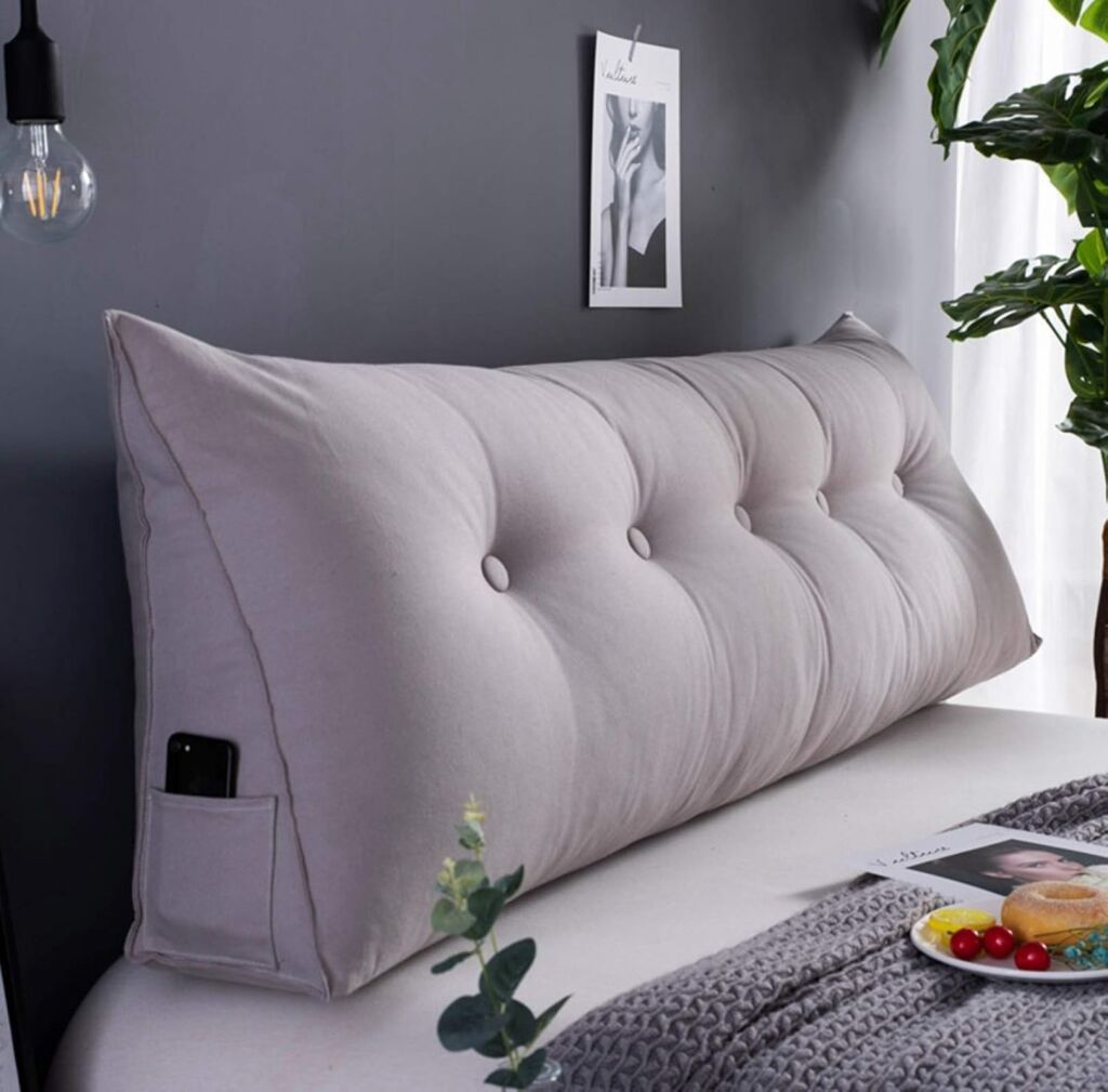 ヘッドボードクッション 無地 ウェッジ枕 三角クッション 80*50*20cm 弾力性 ふわふわ 腰枕 柔らかい 取り外し可能 ソファ ベッド 椅子用 背当て 仮眠用 カラー7 背もたれ クッション